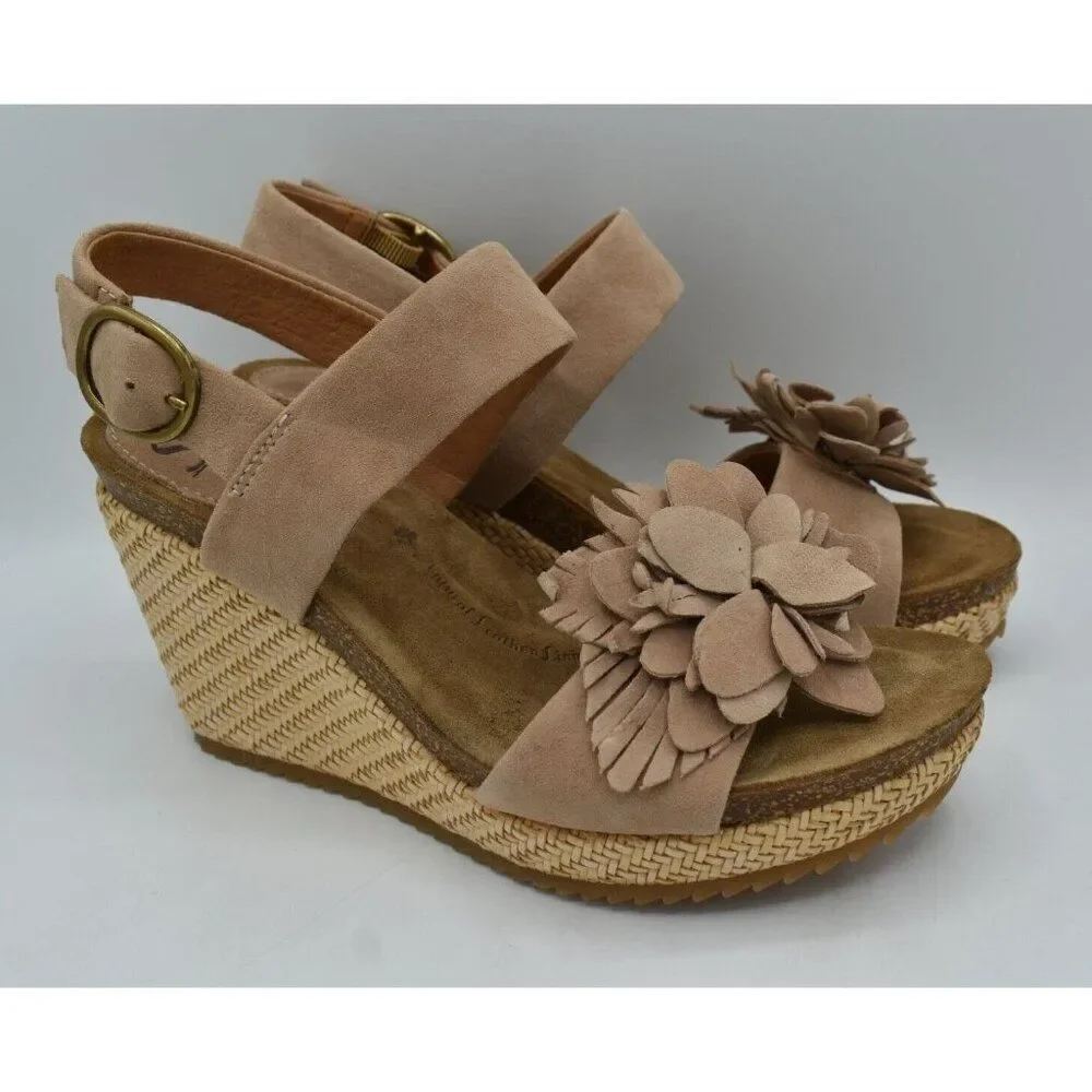 Sofft Womens Size 8 Cali Rose Taupe Suede‎ Wedge Sandals Shoes